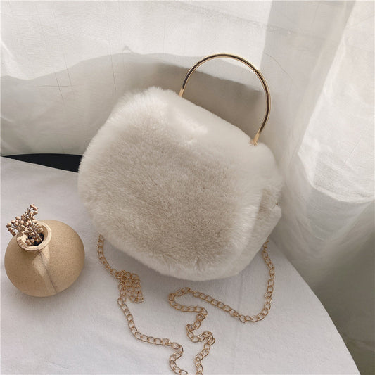 Women's Fashion Chain Plush Crossbody Bag
