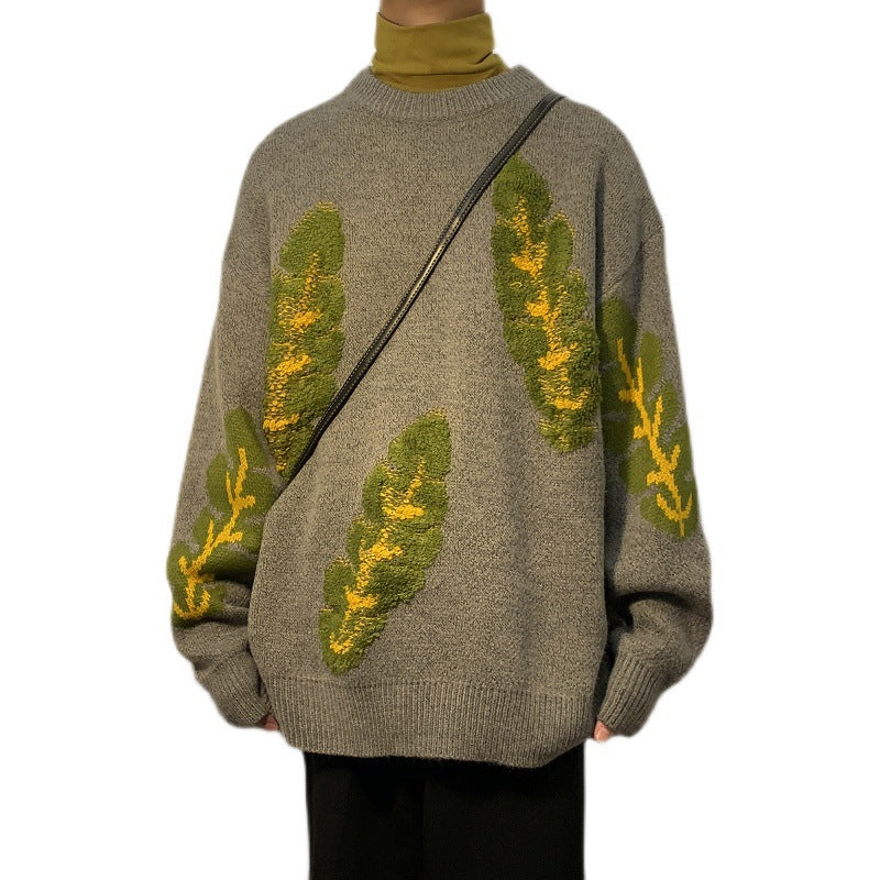 Couple's Heavy Bottomed Shirt Abstract Jacquard Sweater