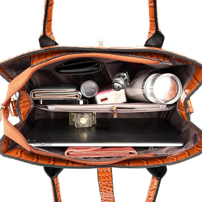 Women's Fashion Large Capacity Crocodile Buckle Baby Diaper Bag