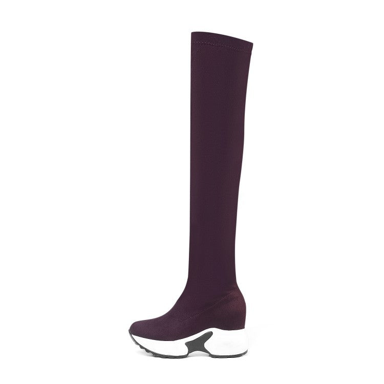 Fashion Women's Thick-soled Stretch Boots With Thin Legs