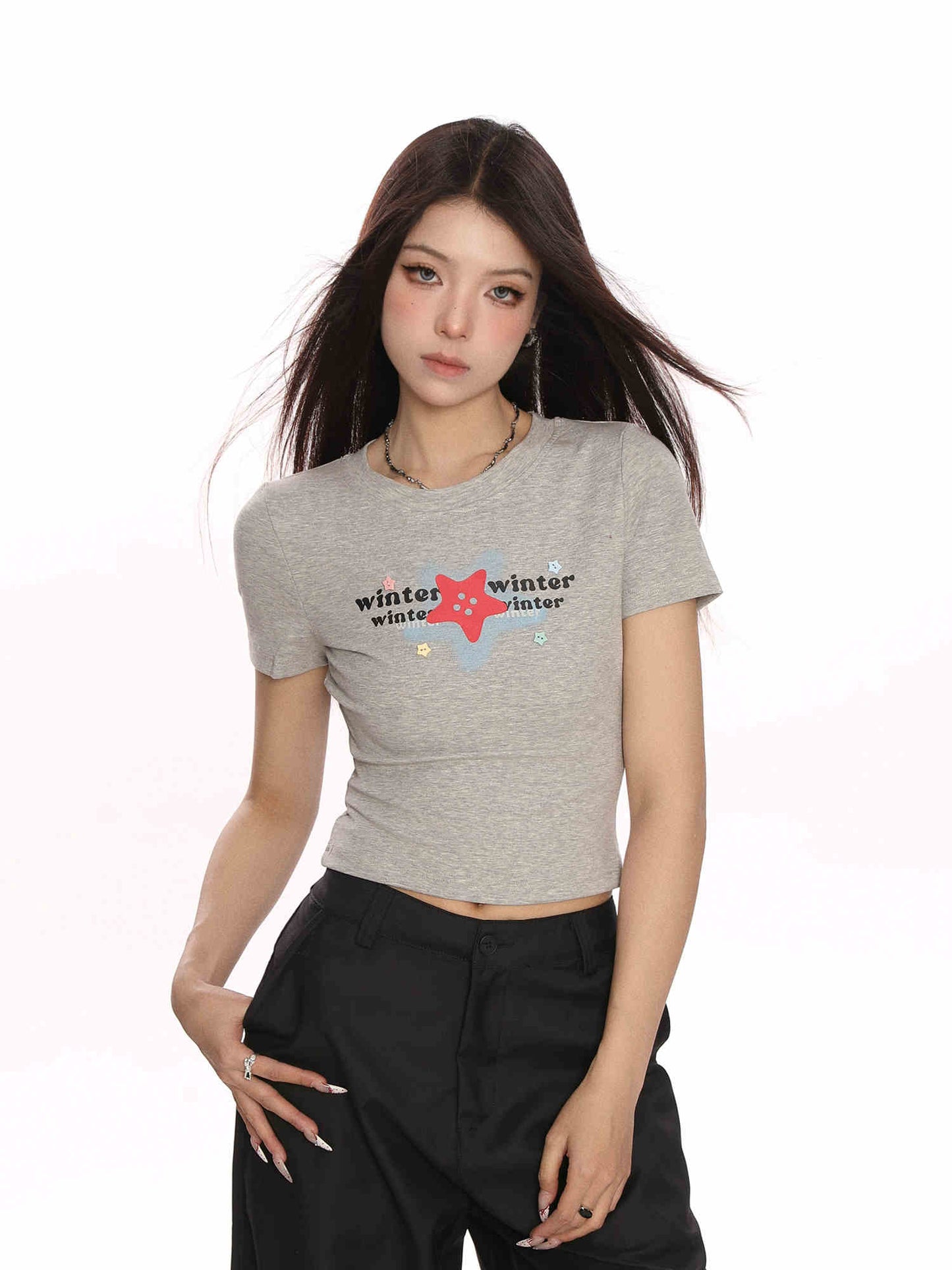 XINGX Printed Shoulder Short Sleeve
