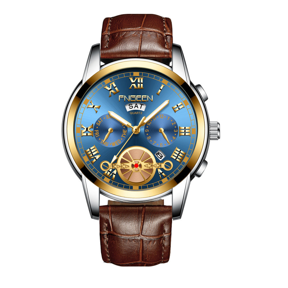 Fashion Tourbillon Watch Quartz Steel Band Multifunction