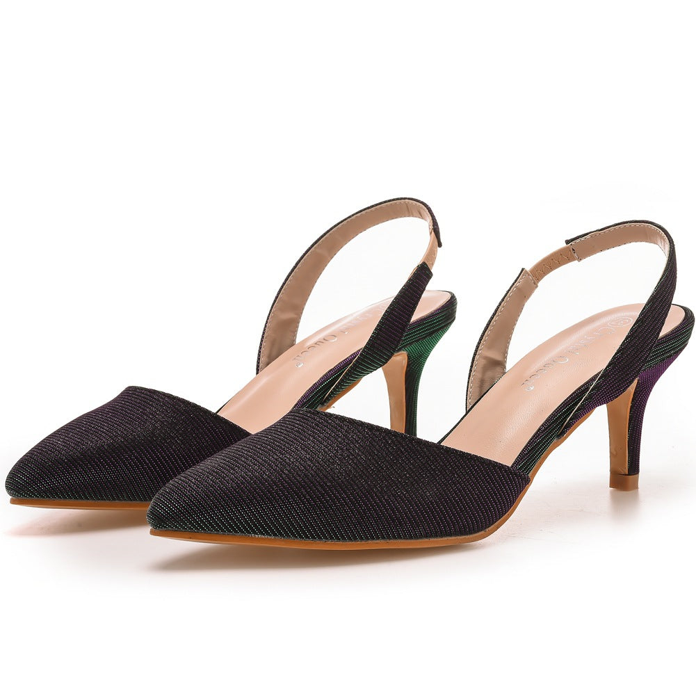 Low-cut Pointed-toe Color-changing Cloth Plus Size Sandals  6cm