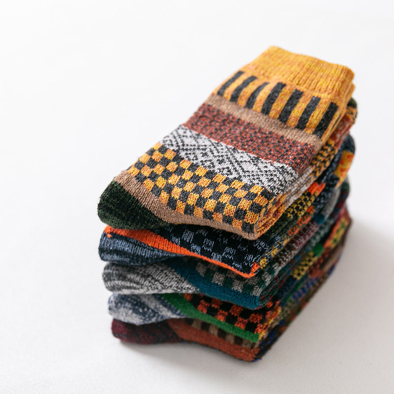 Men's Strip Thick Thread Thickened Mid-calf Wool Socks