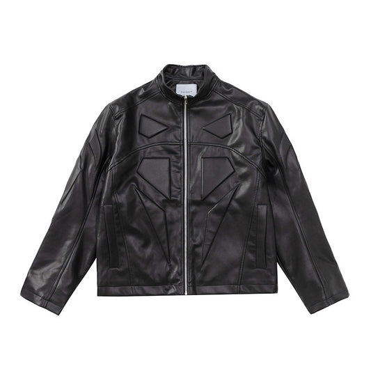 Special-interest Design Stereo Filling Leather Jacket Coat