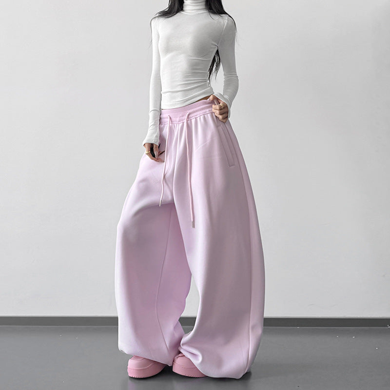 Womens Winter Fleece-Lined Straight-Cut Casual Pants For A Slimming Sporty Look