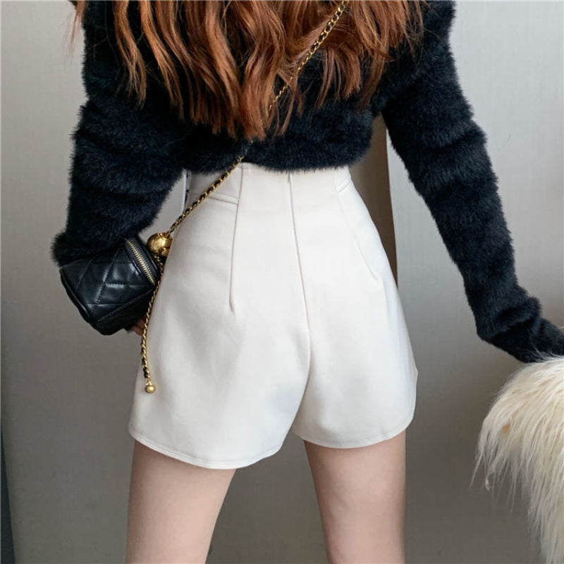 Women's Summer New High Waist Single Breasted Casual Shorts