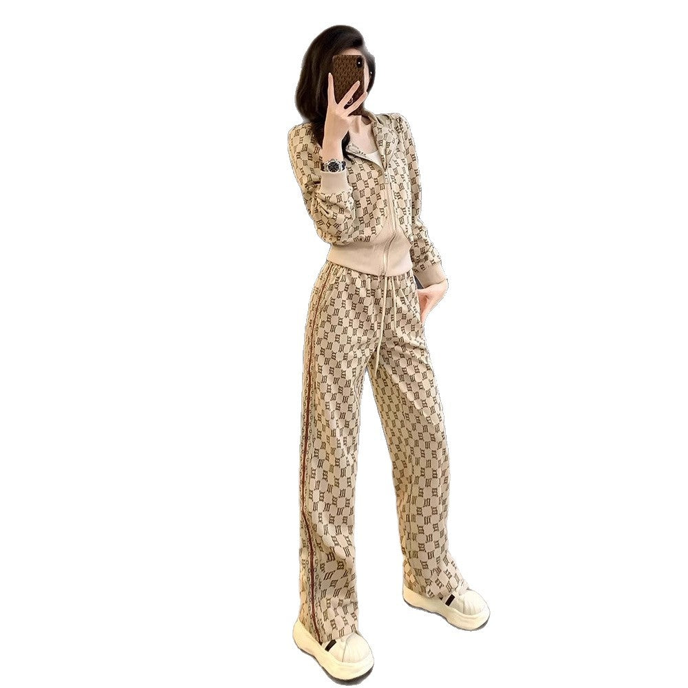 New Stylish, Youth-boosting Hoodie And Wide-leg Pants Two-piece Set
