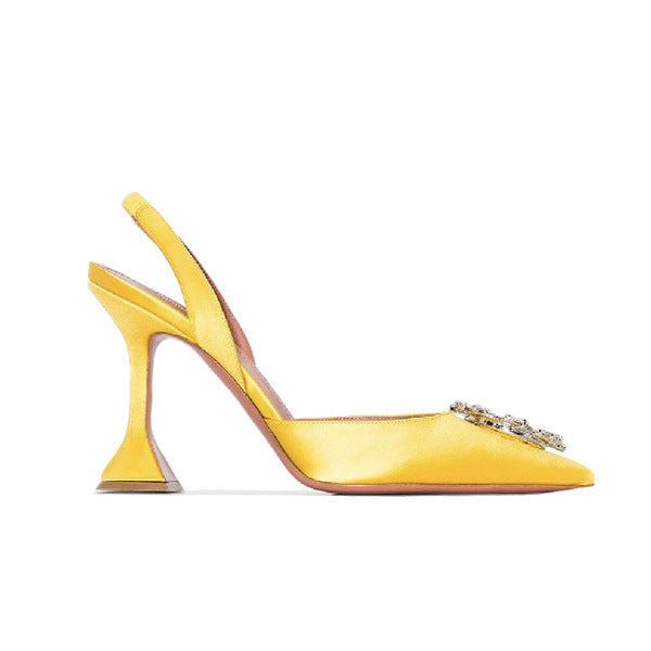 Baotou Dew Heel Plus Size Rhinestone Buckle Shoes