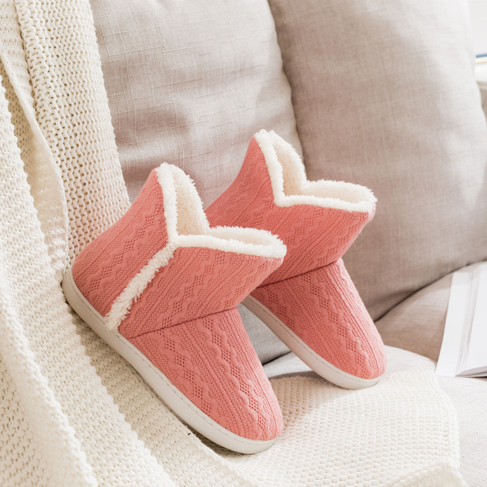 Autumn And Winter Women's High Top Knitted Confinement Shoes