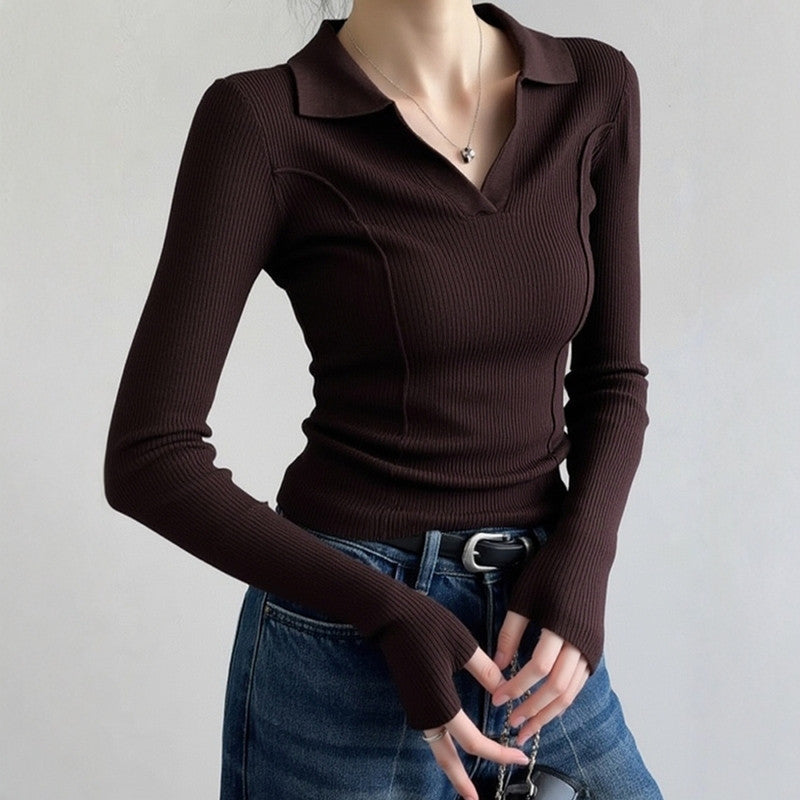 Womens Fashionable Vintage Slim-Fit Knit Sweater