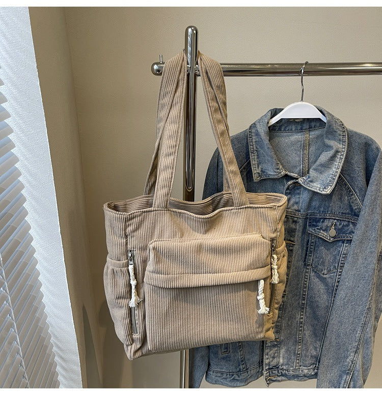 Corduroy Casual Versatile Large Capacity Bag