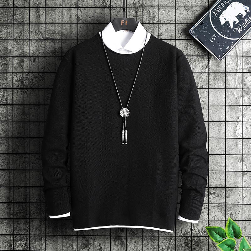 Round Neck Curled Knitted Sweater Casual All-match Top