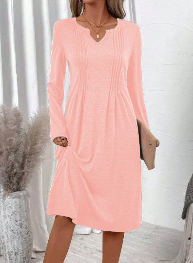 Solid-color Casual Drawstring Hoodie Dress
