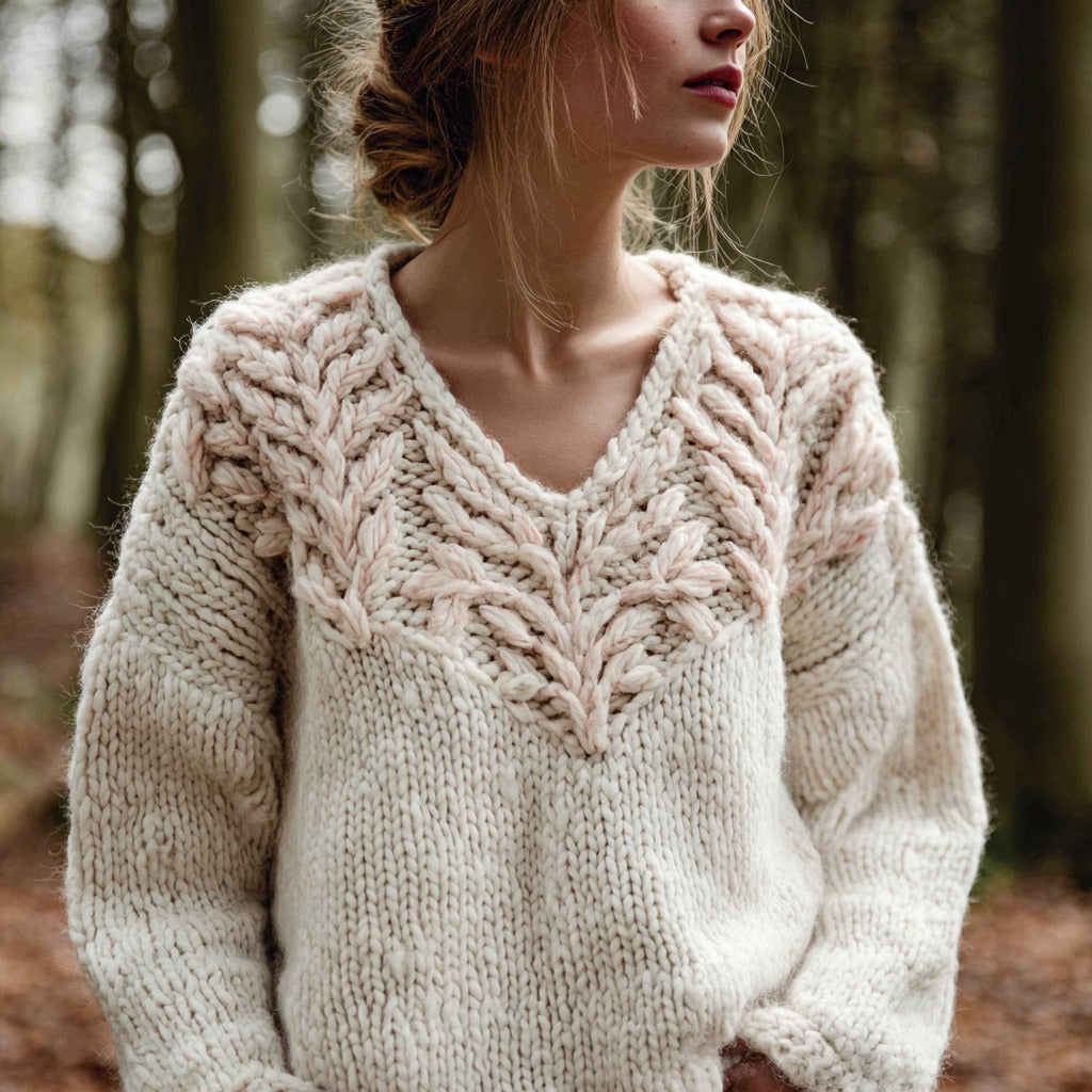 Relaxed Loose-fitting V-neck Pullover With Heavy-duty Print High-end Style