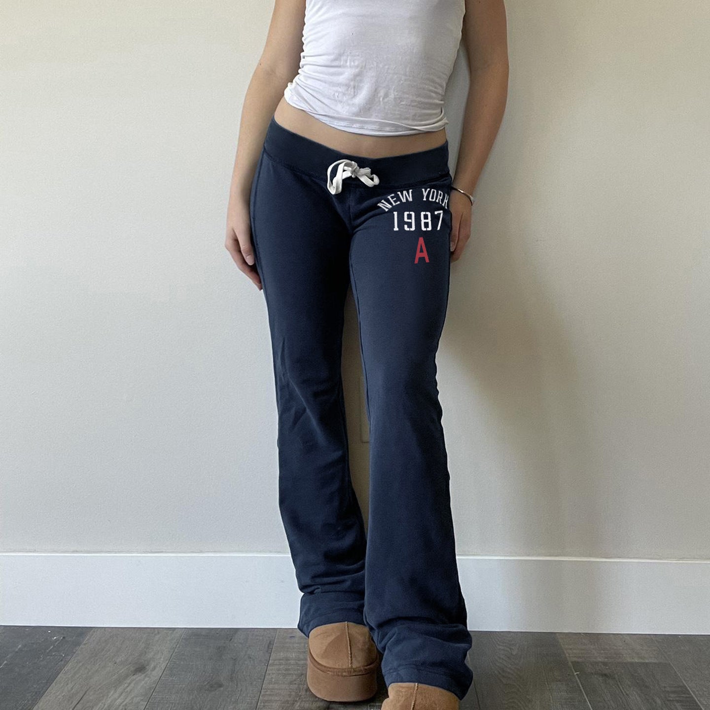 Low Waist Lace-up Lettered Casual Slimming Sheath Hot Girl Fashion Track Pants