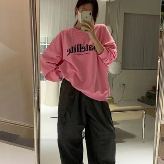 Retro Alfabet Sweater Dame Forårs- og Efterårs Ny Løs Top