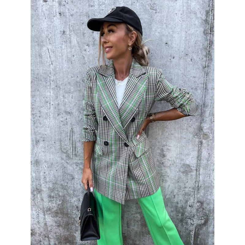 Women's Double-breasted Fashion Mid-length Suit Jacket