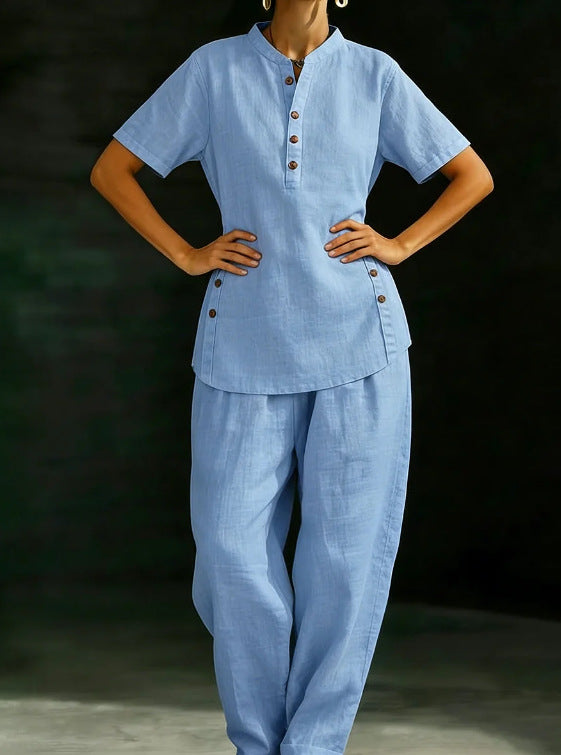 New Casual Shirt And Wide-leg Pants Two-piece Set