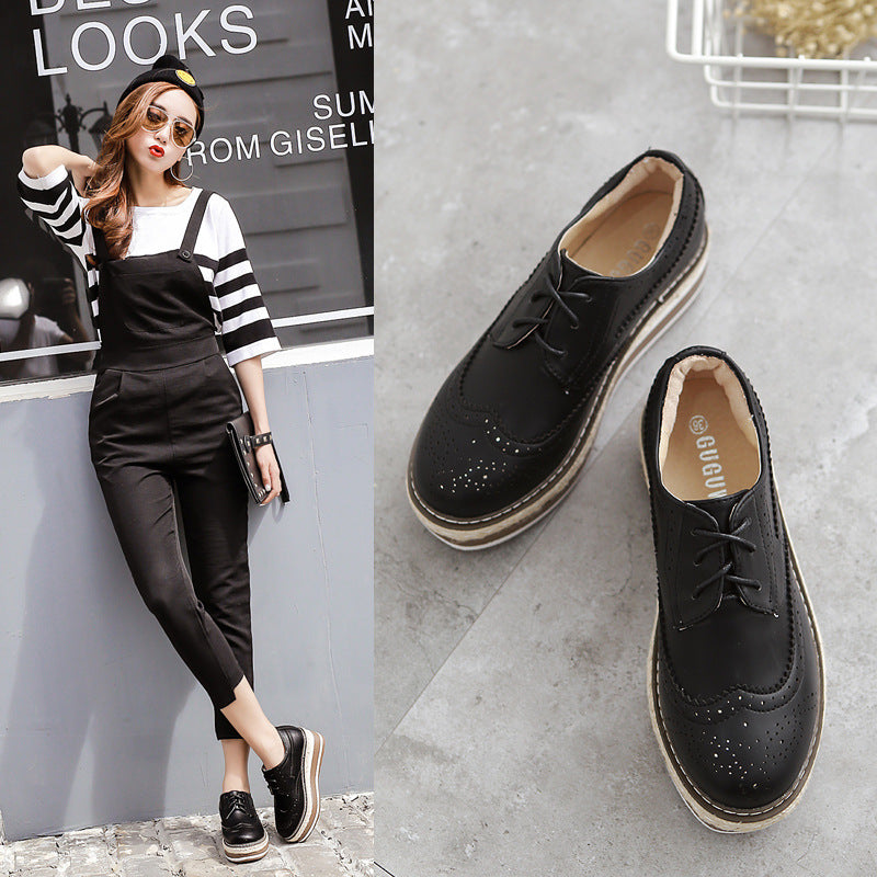 Lun Thick-soled Round Toe Mid-heel Women's Platform Platform