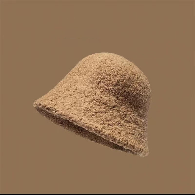 Face-flattering Solid-color Warm Bucket Hat