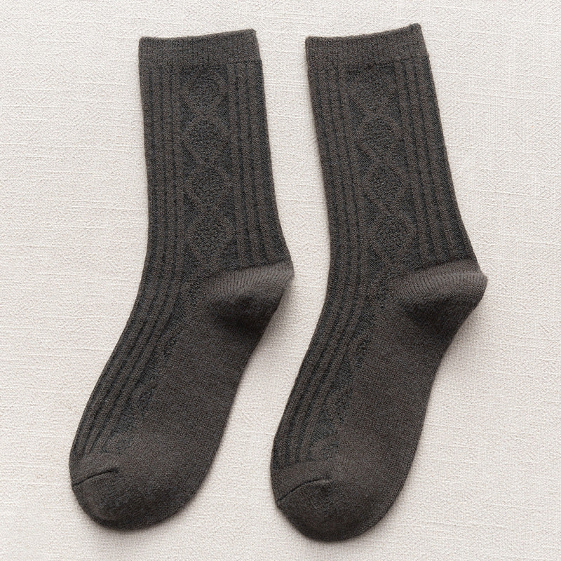 Black Terry Thermal Storage Long Tube Warm Women's Socks