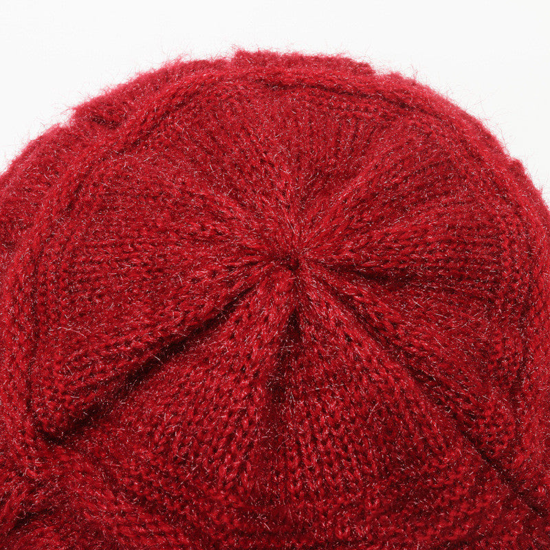 Beanie med rynket koreansk design, langhåret og tyk, der passer til alt