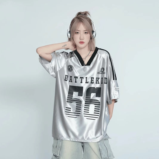 V-neck Raglan Sleeve Ice Short Sleeve T-shirt Casual Sports Jersey