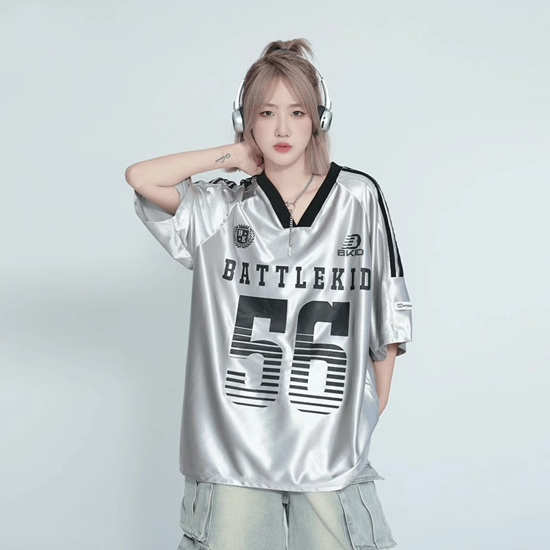 V-neck Raglan Sleeve Ice Short Sleeve T-shirt Casual Sports Jersey