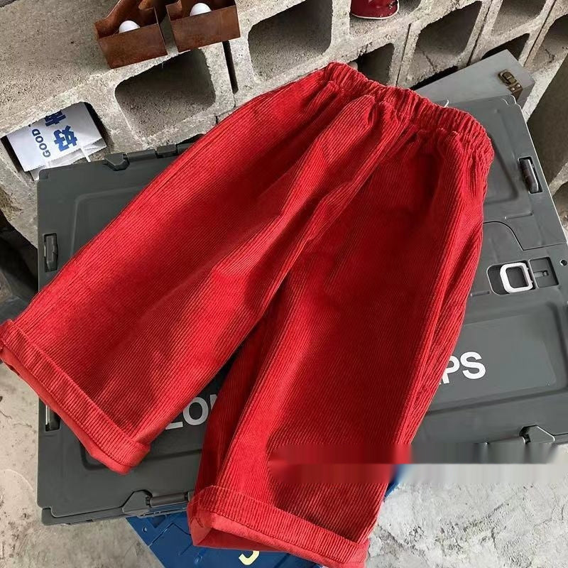 Arrival Korean-Style Warm Flared Trousers For Girls Corduroy Fleece-Lined Long Pants For Babies