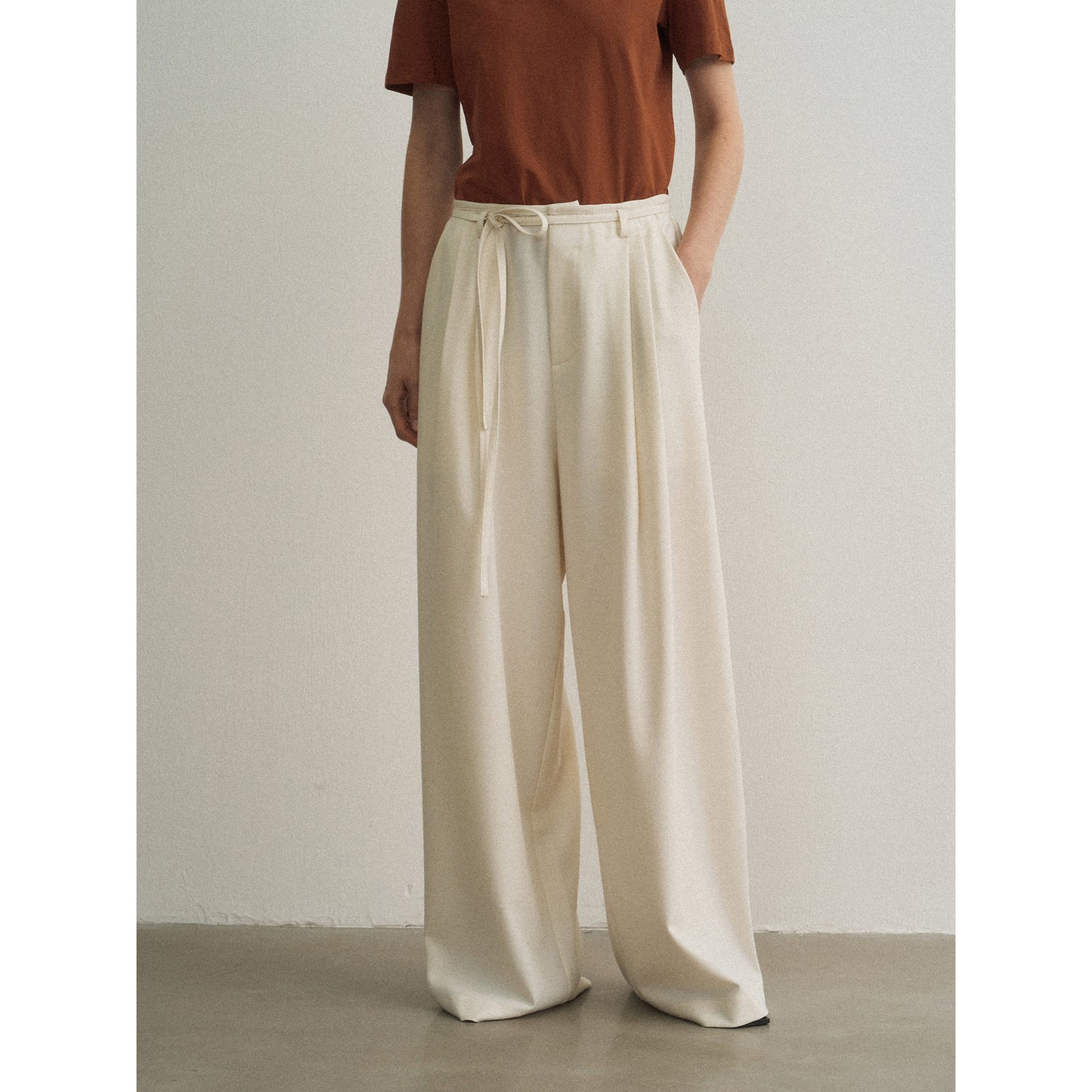 New Commuter Design Anti-wrinkle Waist-free Adjustable Waist Strap Wide-leg Pants