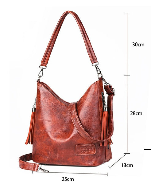 Simple fashion tassel female bag