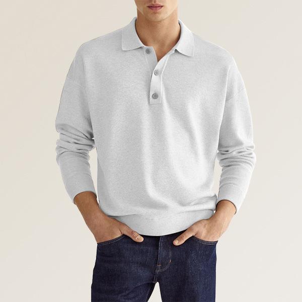 European And American Autumn Long Sleeve V-neck Buttons Men's Casual Jacket Polo Shirt
