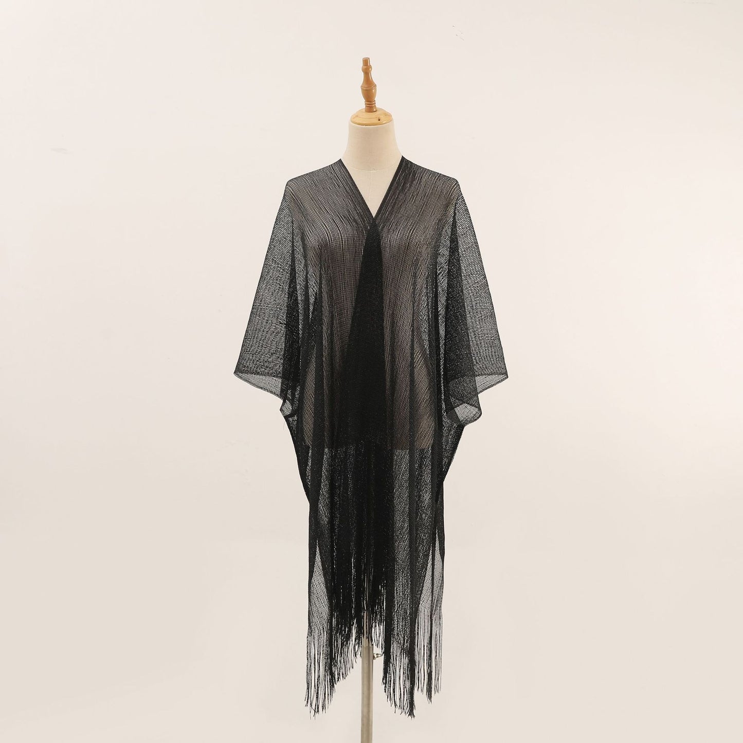 Flat Towel Shawl Gold And Silver Silk Slit Fashionable Beachwear Vacation Sun Protection Shirt