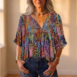 Women's 3D Printed Long-sleeved Shirt Loose All-match High-grade Top