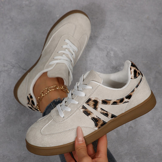 Women's Large Size Vintage Leopard Print Board Shoes