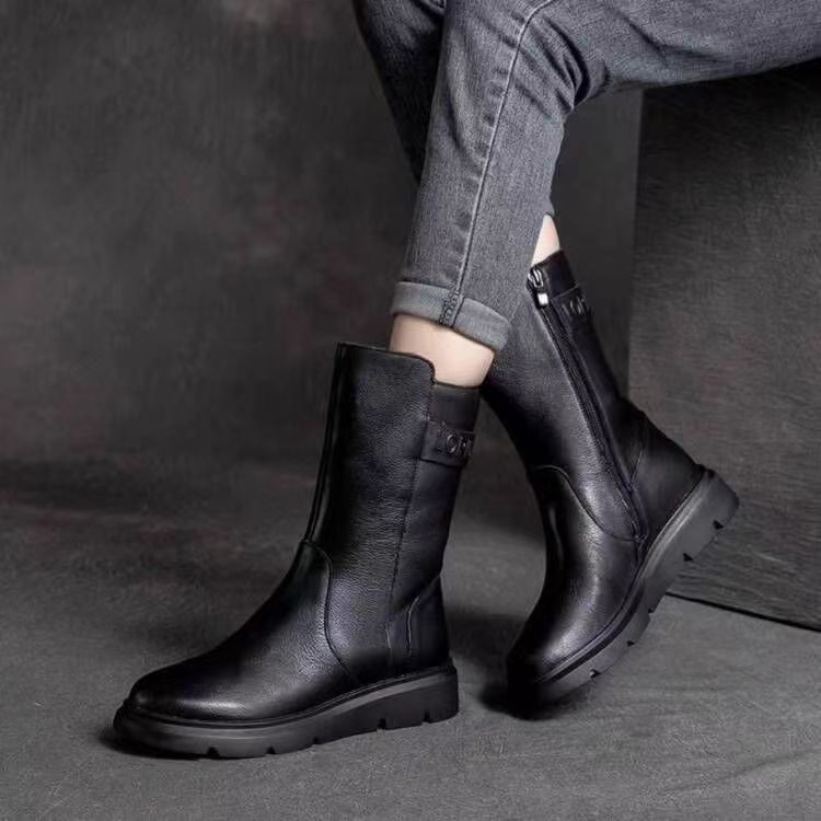 Retro Knight Western Middle Boots Soft Bottom British Style