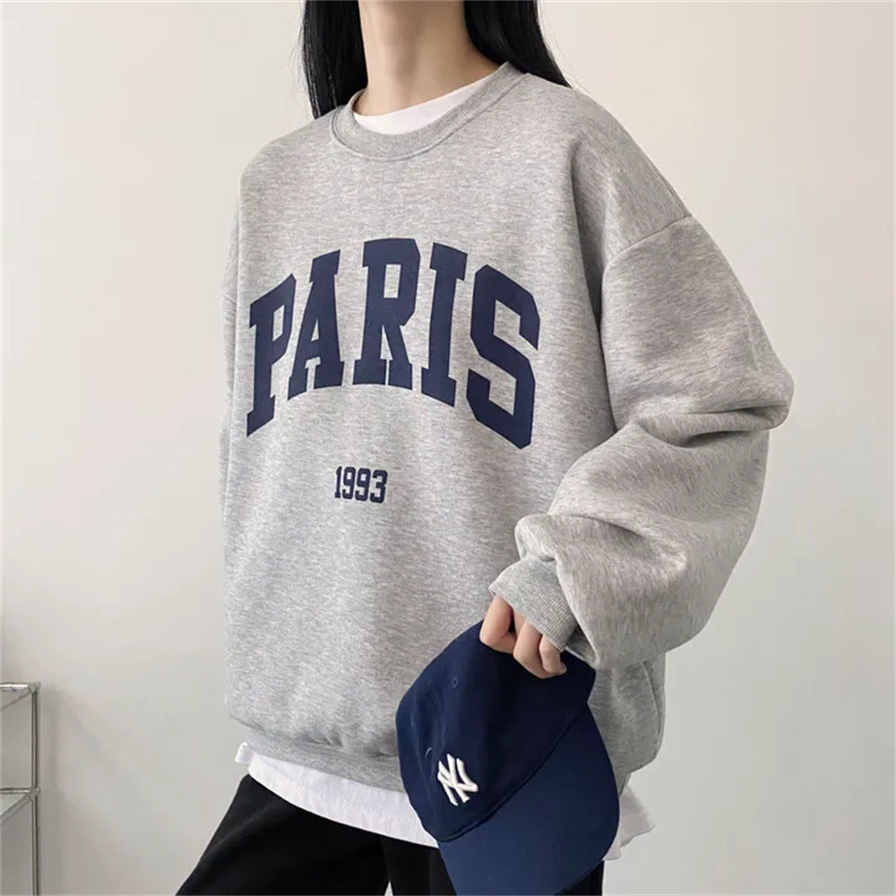 Skjorte Fleece Trykt Langærmet Bogstav Sweater