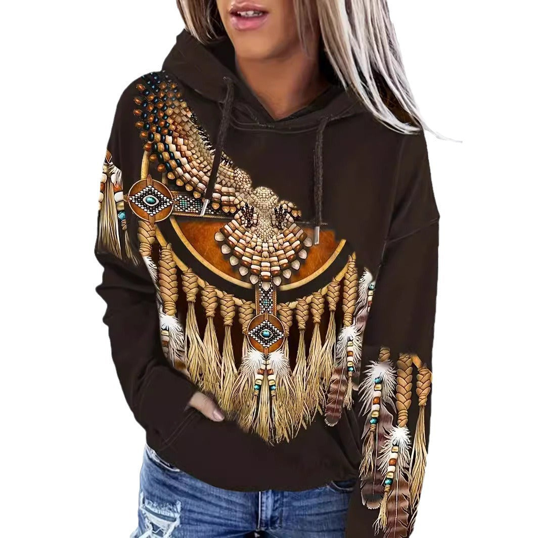 Women's Hoodie Fashionable Ethnic Style Casual Sports Hoodie