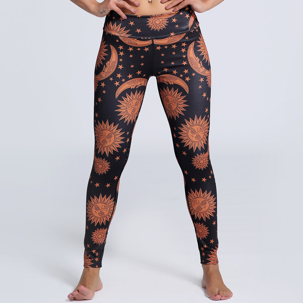 Outdoor Sports Digital Printing Stars And Moon Slim Yoga Leggings