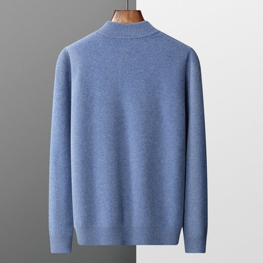 Tykk Sweater Til Mænd Halv Turtleneck Jacquard Business Casual Løs