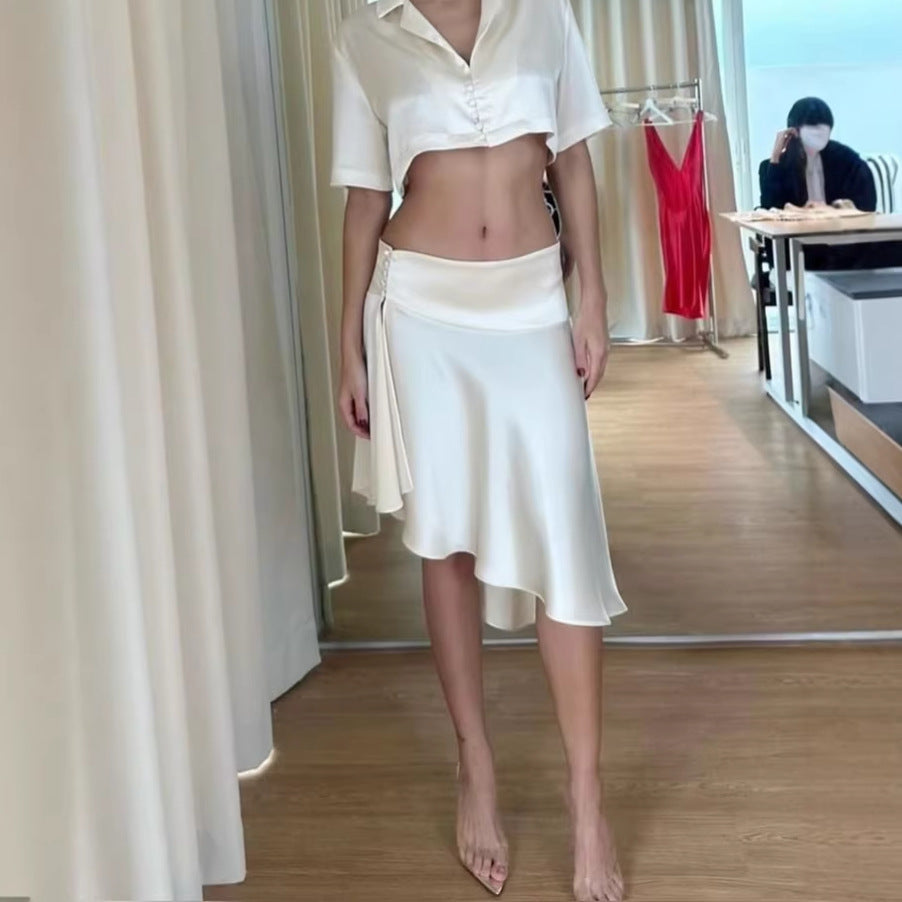 New Stylish Asymmetrical Skirt With A Side Slit