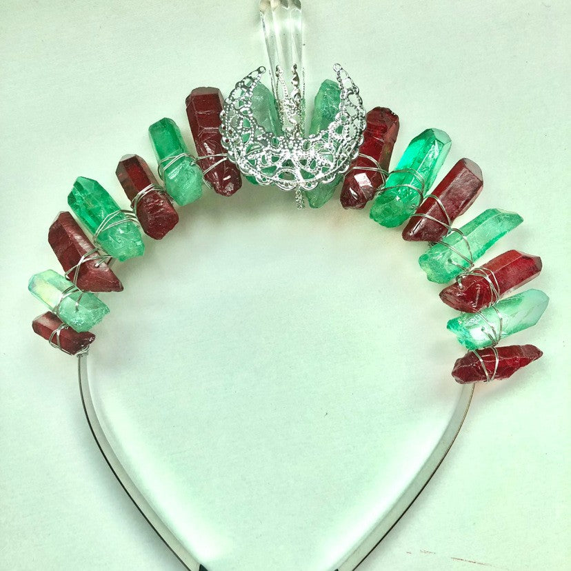 Natural Pure Handmade Crystal Hollow Moon In The South Column Crown Hair Band