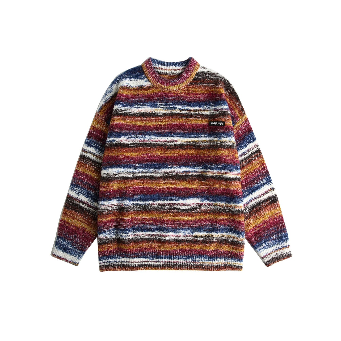 Street Neutral Contrast Color Stripes Couple Sweater Men And Women