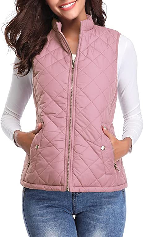 Women's Cotton Vest Stand Collar Zipper Pocket Warm