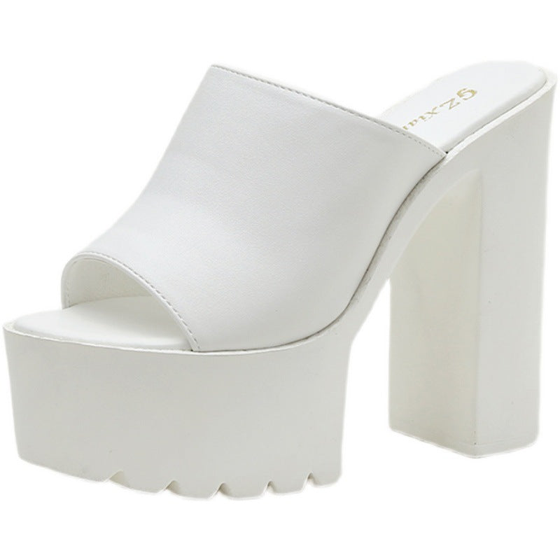 European And American Thick High-heel Platform Platform Slippers