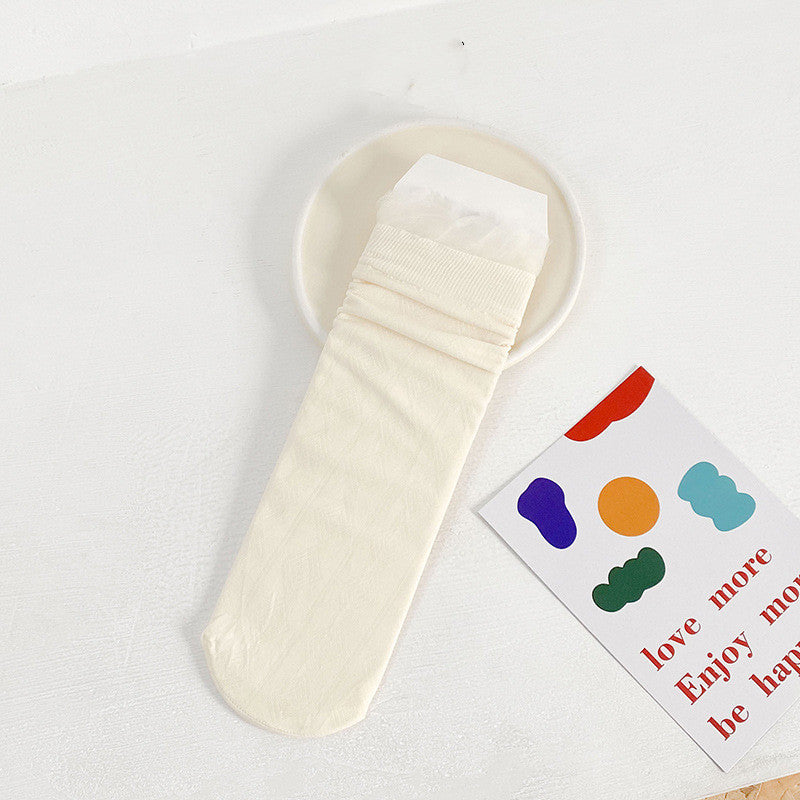 Spring And Autumn Thin Glass Silk Tube Socks Japanese Socks Ins