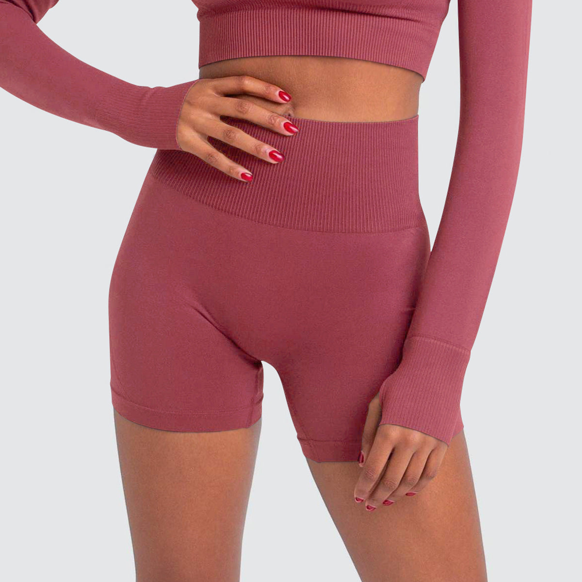 Seamless Sports Solid Color Tight Shorts