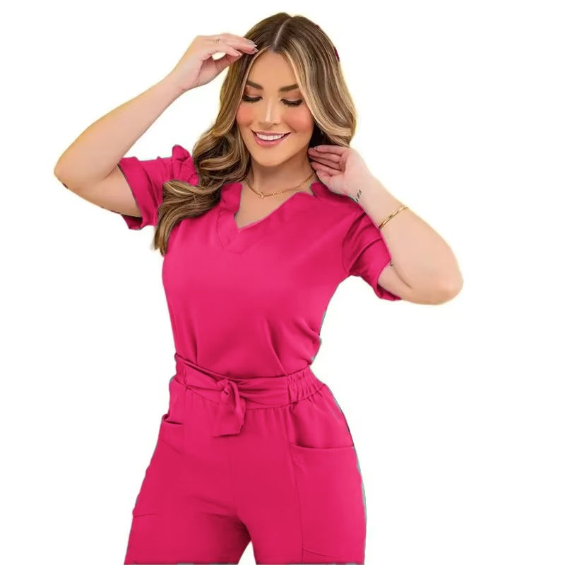 Women's Short Sleeve Hand Washing Suit Beauty Work Clothes