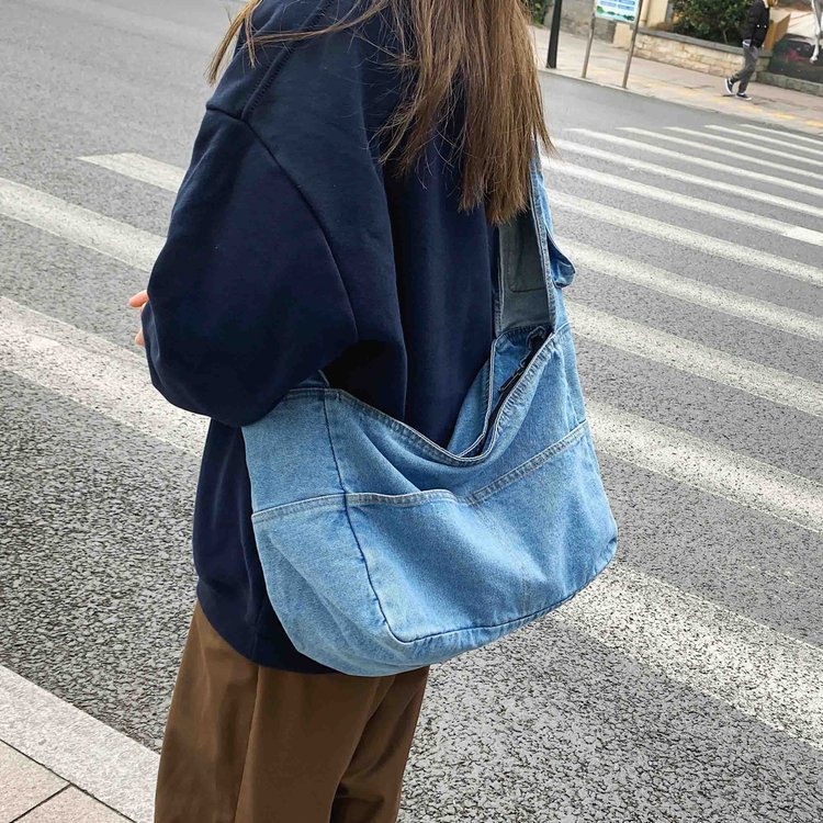 Denim Canvas Bag Women's Shoulder Large-capacity Backpack